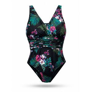 Aqua Green Plus Size 22 One Piece Swimsuit Tropical Floral Ruched Swimwear